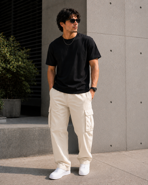Black + Red + Brown Plain T-Shirt Combo