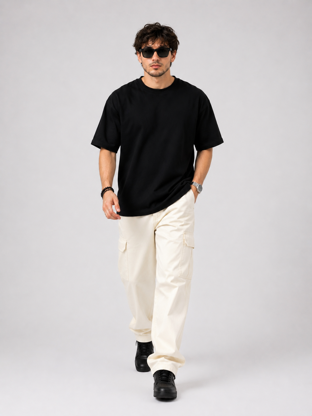 YANI-BLACK Plain Relaxed Fit