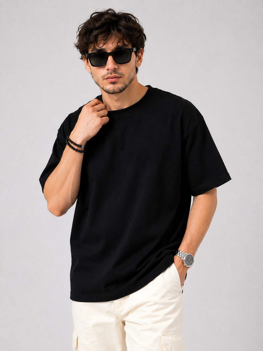 YANI-BLACK Plain Relaxed Fit