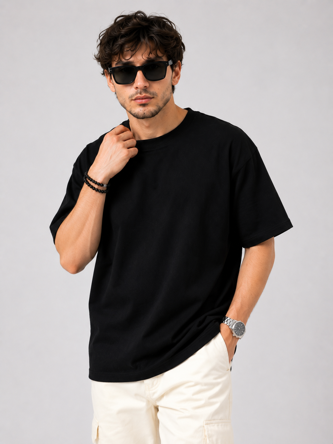 YANI-BLACK Plain Relaxed Fit